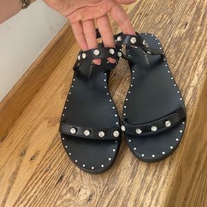 Loeffler Randall rhinestone leather sandals size 7